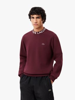 Lacoste - Men Purple Logo Jacquard Crew Neck Sweatshirt