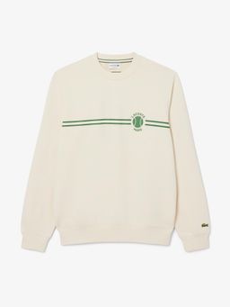 Lacoste - Men White Tennis Print Fleece Sweatshirt