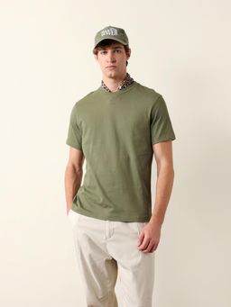 The Bear House - Men Green Cotton Round Neck T-Shirt