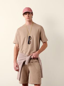 The Bear House - Men Cream Cotton Round Neck T-Shirt