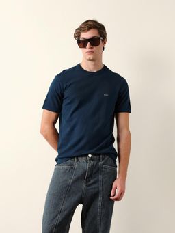 The Bear House - Men Teal Cotton Round Neck T-Shirt