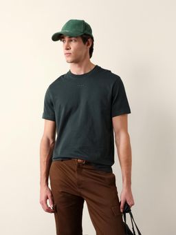 The Bear House - Men Green Cotton Round Neck T-Shirt