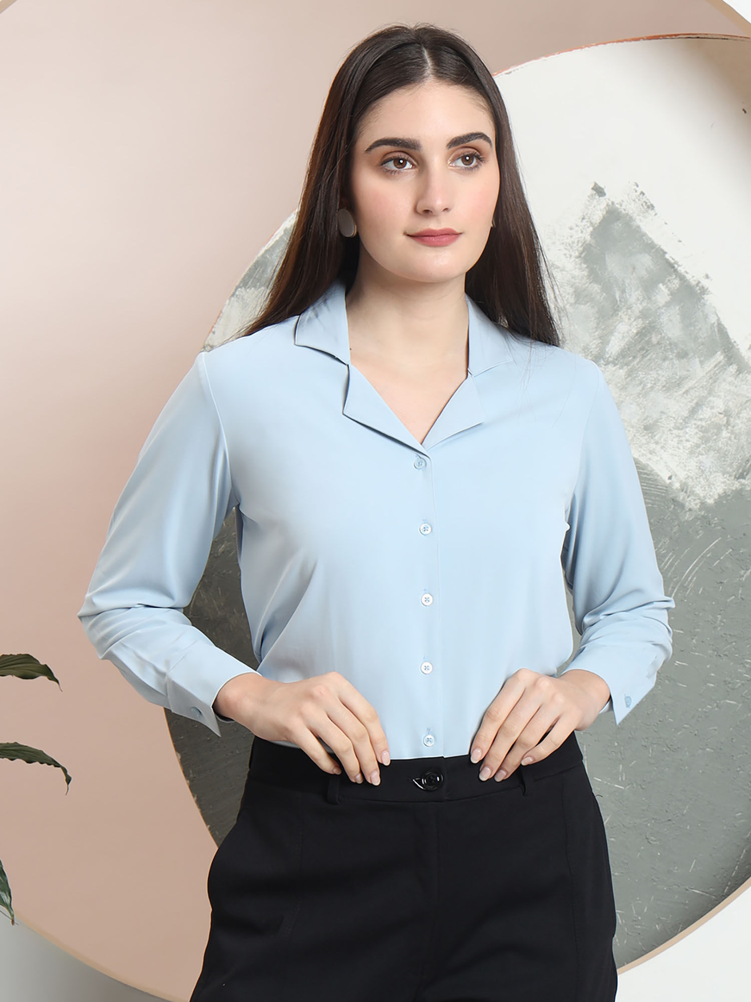 fithub Women Solid Comfort Collar Neck Formal Shirt-picture-14