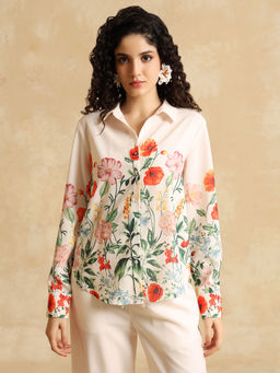 Kazo - Beige Bloom Shirt