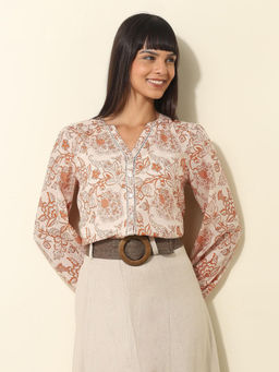 U.S. POLO ASSN. - Beige Floral Printed Shirt