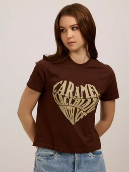 Outzidr - Brown Typography Regular T-Shirt