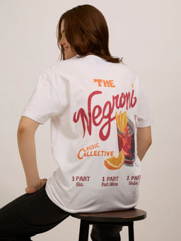 Outzidr - White Cotton Oversized Graphic Casual Wear T-Shirt