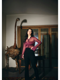 IT GIRL - Women Maroon Long Cuffed Shirt