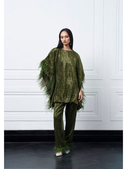 Kay Kay BY KKHUSHI SAHAII - Green Hugo Sequinned Kaftan and Pant