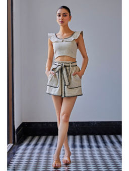 Kay Kay BY KKHUSHI SAHAII - Grey Blanket Stitch Top And Short