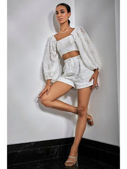 Kay Kay BY KKHUSHI SAHAII - Off White Pearl Embellished Top And Short