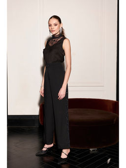 Kay Kay BY KKHUSHI SAHAII - Black Quinn Embellished High Neck Top And Pant