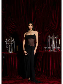 Lea Clothing - Maya Modal Mesh-Panel Draped Gown