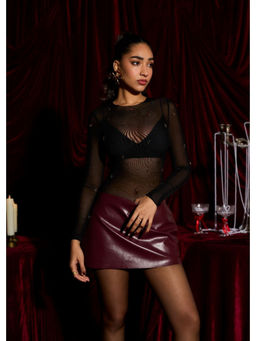 Lea Clothing - Joyce Sheer Embellished Power Mesh Bodysuit