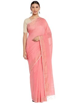 Fabindia - Cotton Silk Woven Sari (Pink)