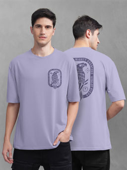 BULLMER - Lavender Front and Back Printed Baggy Oversized T-Shirt for Men