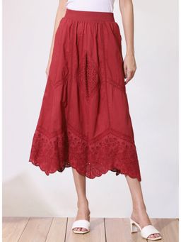 Lakshita - Maroon Cotton Skirt