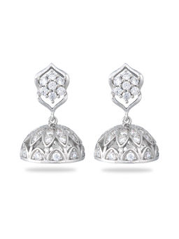 Ornate Jewels - 925 Sterling Silver American Diamond Jhumka Earrings for Women Girls Free Size