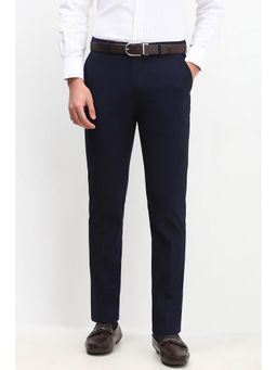 Allen Solly - Navy Blue Textured Slim Fit Trouser