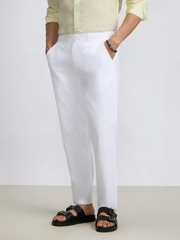 KINGDOM OF WHITE - White Solid Regular Fit Trouser