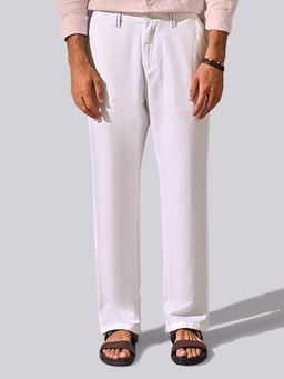 KINGDOM OF WHITE - White Solid Regular Fit Trouser