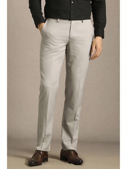 Louis Philippe - Grey Solid Regular Fit Trouser