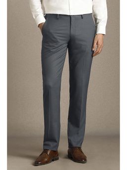 Louis Philippe - Grey Textured Regular Fit Trouser