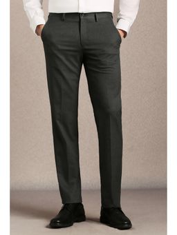 Louis Philippe - Grey Solid Regular Fit Trouser