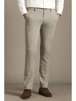 Louis Philippe - Beige Textured Regular Fit Trouser