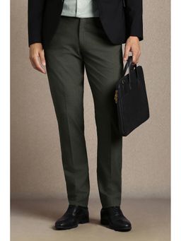 Louis Philippe - Grey Solid Tapered Fit Trouser