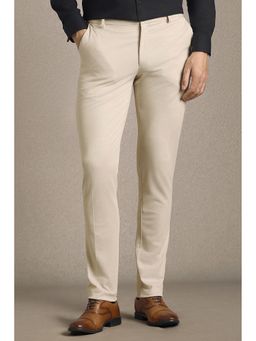 Louis Philippe - Beige Textured Straight Fit Trouser