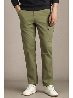 Louis Philippe - Olive Solid Regular Fit Trouser