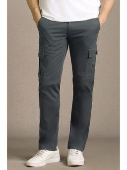 Louis Philippe - Grey Solid Straight Fit Trouser