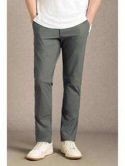 Louis Philippe - Grey Solid Tapered Fit Trouser