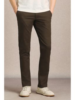 Louis Philippe - Brown Solid Tapered Fit Trouser