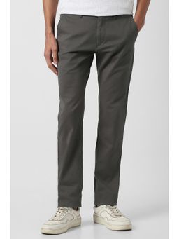 Peter England - Grey Solid Regular Fit Trouser