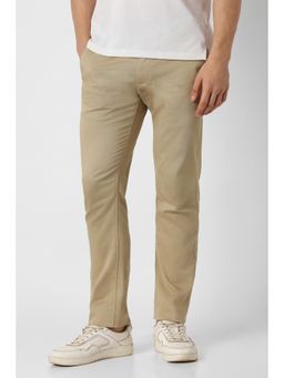 Peter England - Beige Textured Regular Fit Trouser