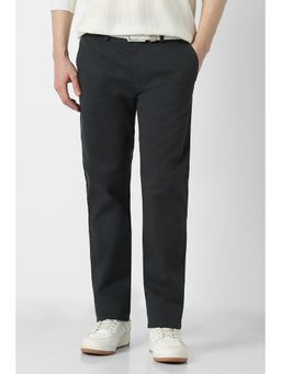 Peter England - Grey Solid Regular Fit Trouser