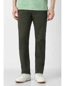 Peter England - Olive Solid Regular Fit Trouser