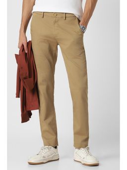 Peter England - Khaki Textured Regular Fit Trouser