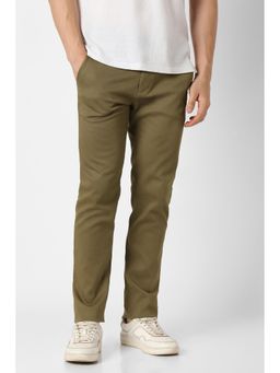 Peter England - Olive Solid Regular Fit Trouser