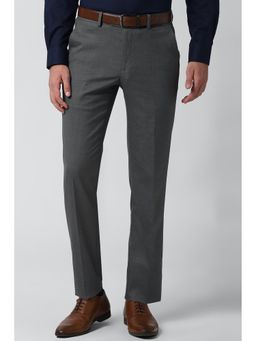 Peter England - Grey Solid Slim Fit Trouser