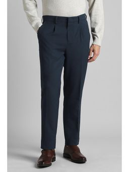 Simon Carter - Navy Blue Solid Regular Fit Trouser