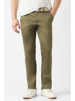Van Heusen - Olive Solid Regular Fit Trouser