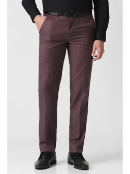 Van Heusen - Maroon Solid Regular Fit Trouser