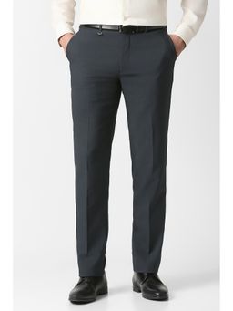 Van Heusen - Navy Blue Textured Regular Fit Trouser