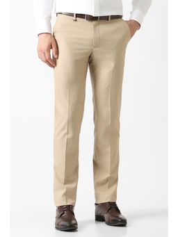 Van Heusen - Beige Textured Regular Fit Trouser