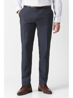 Van Heusen - Navy Blue Textured Regular Fit Trouser