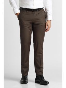 Van Heusen - Brown Solid Regular Fit Trouser