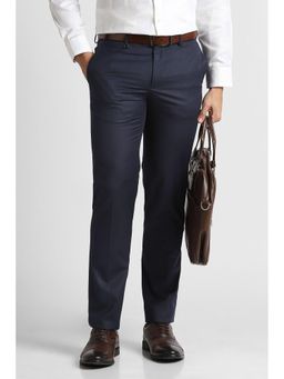 Van Heusen - Navy Blue Solid Regular Fit Trouser